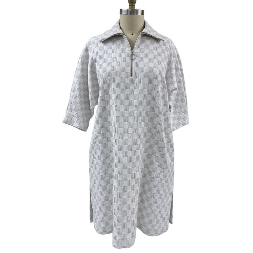NOS Marimekko Cyrena 2 Kukko Ja Kana Dress White Sz M Dress Wht/Gry Check